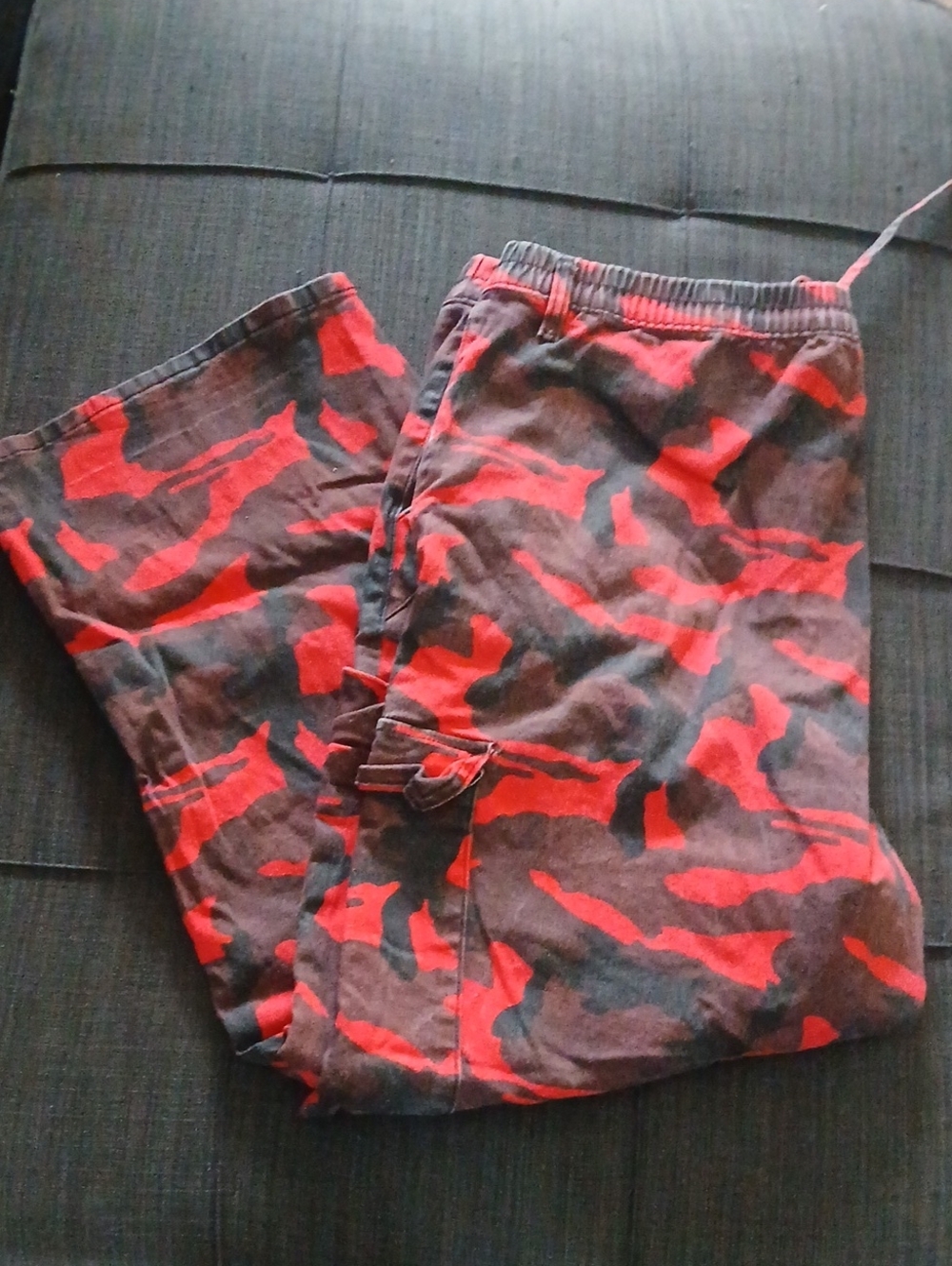 Almost Famous Red & Black Camouflage Cargo Pants